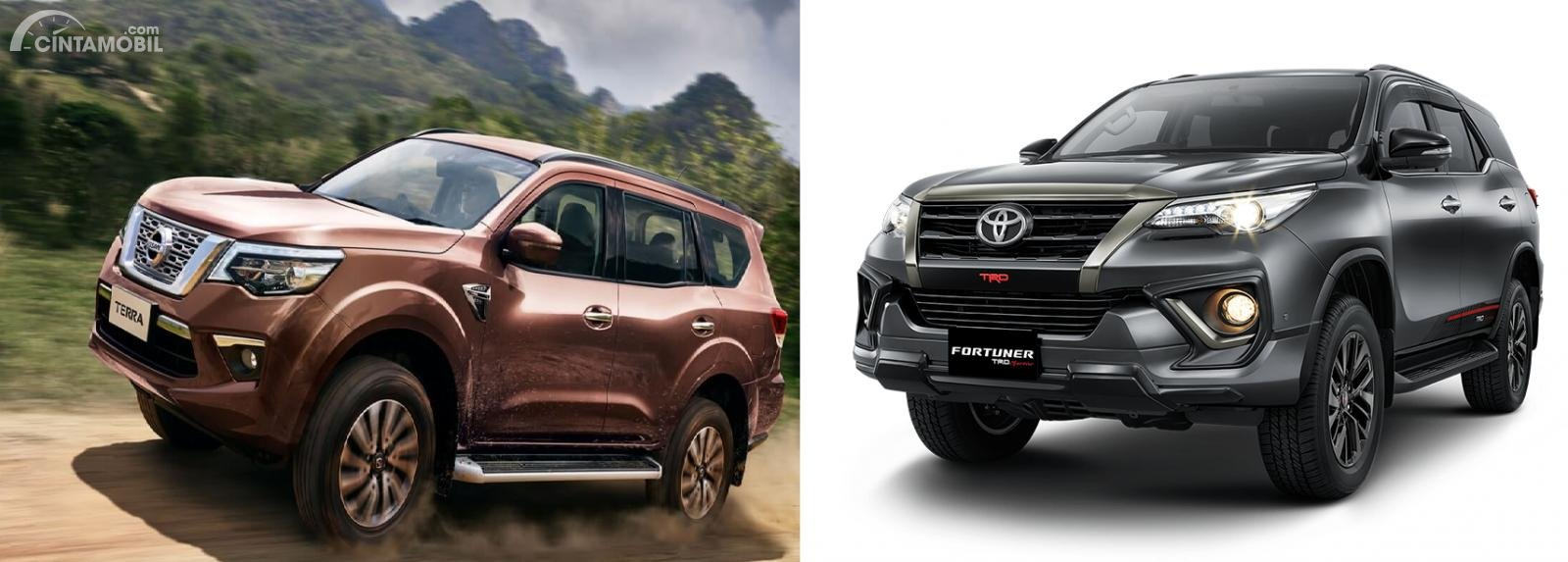 Gambar menunjukkan bandingkan antara Nissan Terra vs Toyota Fortuner