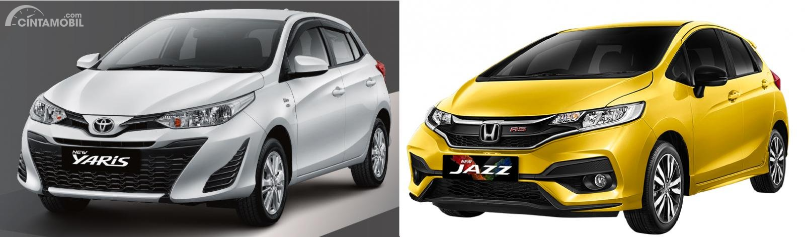 Gambar menunjukkan bandingkan antara Toyota Yaris vs Honda Jazz