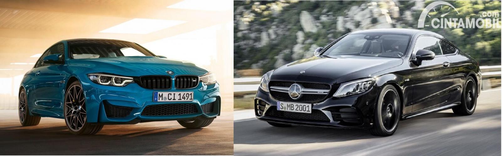 Gambar menunjukkan bandingkan antara BMW M4 vs Mercedes-Benz C43 4Matic Coupe