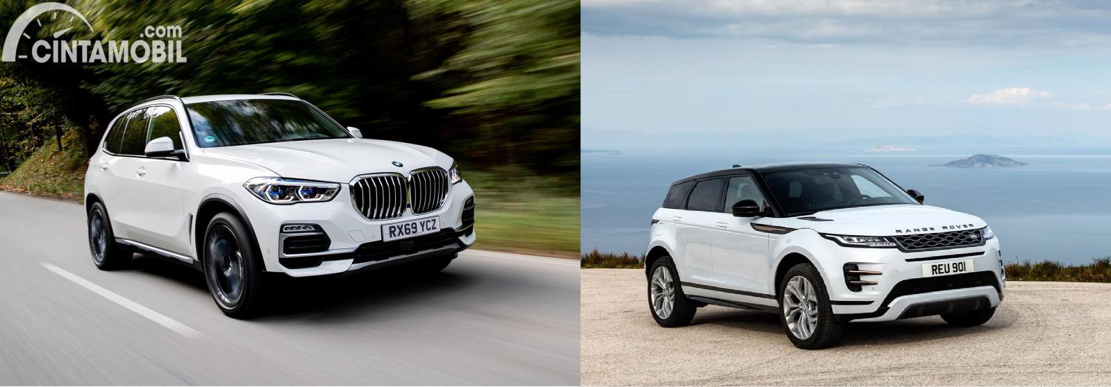 Gambar menunjukkan bandingkan antara BMW X5 vs Range Rover Evoque