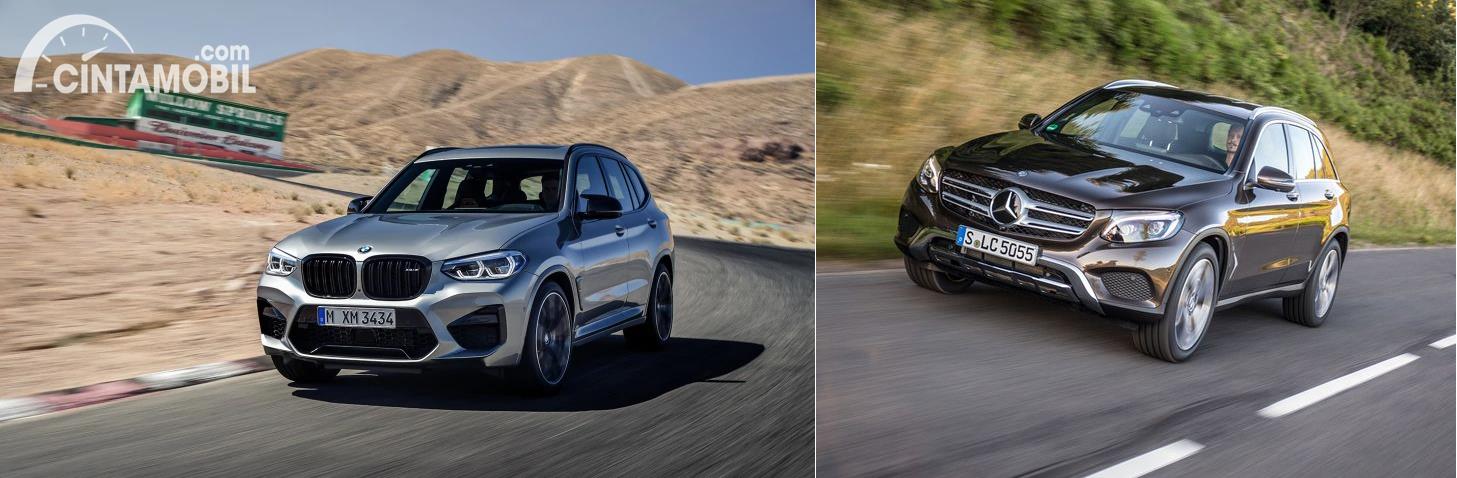 Gambar menunjukkan bandingkan antara BMW X3 vs Mercedes-Benz GLC