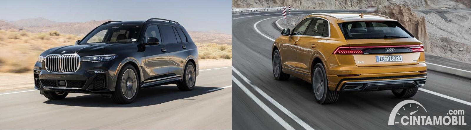 Gambar menunjukkan bandingkan antara BMW X7 vs Audi Q8