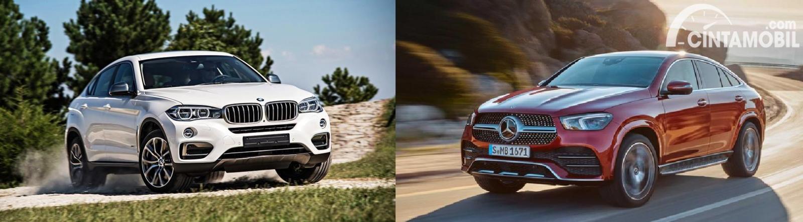Gambar menunjukkan bandingkan antara BMW X6 vs Mercedes-Benz GLE Coupe