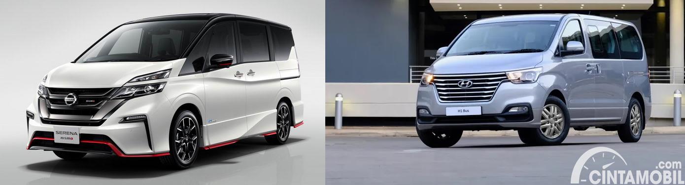 Gambar menunjukkan bandingkan antara Nissan Serena vs Hyundai H1