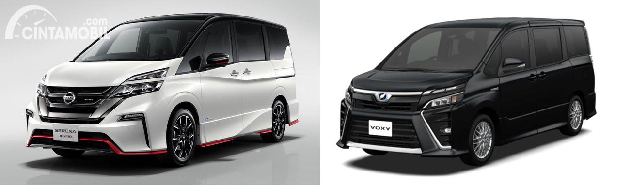 Gambar menunjukkan bandingkan antara Nissan Serena vs Toyota Voxy