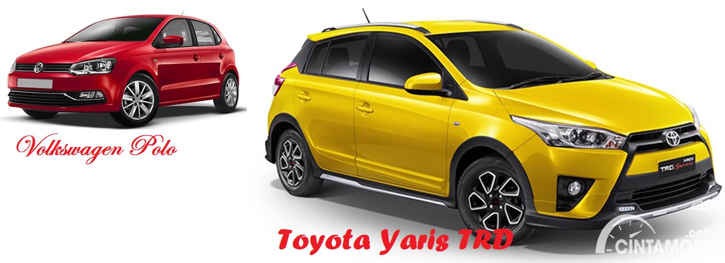Gambar menunjukkan bandingkan antara Volkswagen Polo vs Toyota Yaris TRD