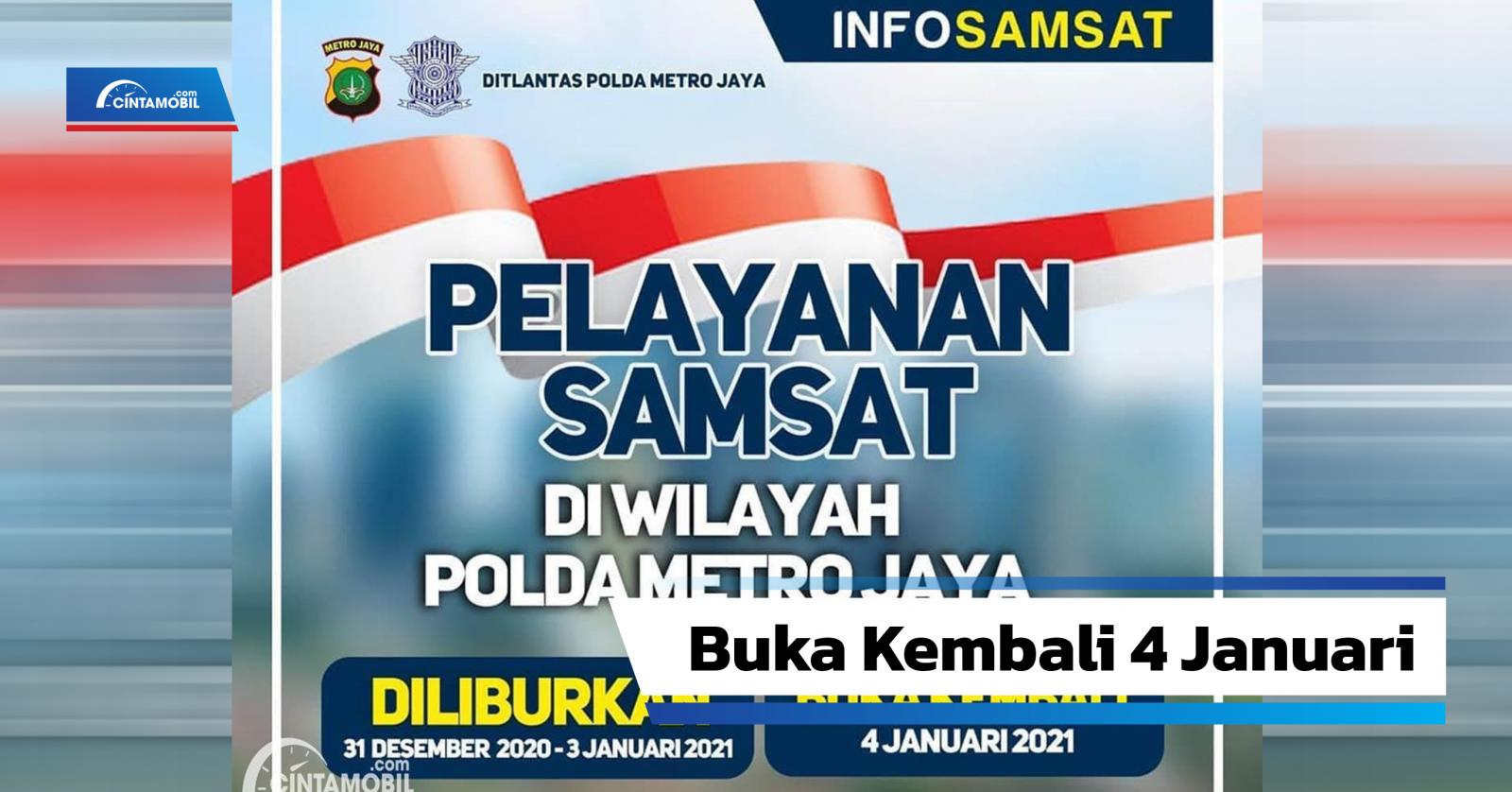 Layanan Samsat Polda Metro Jaya Diliburkan Hingga 3 Januari 2021