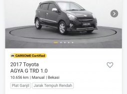Toyota Agya 1.0L G M/T 2017 Hatchback