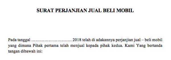 Cara Membuat Surat Perjanjian Jual Beli Mobil