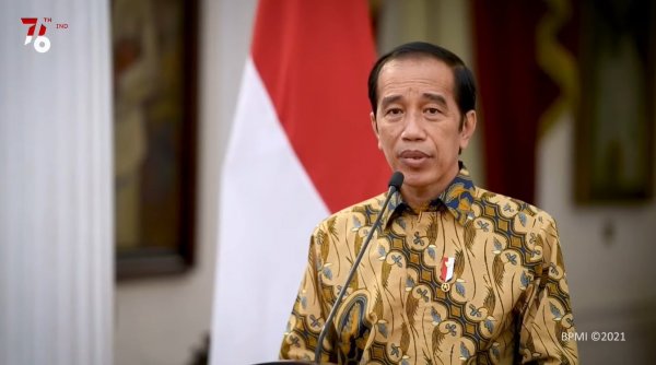 Foto Presiden Jokowi saat mengumumkan perpanjangan PPKM tahap ketiga